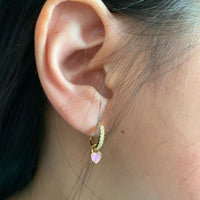 Candy  Color Enamel Heart Charm Drop Earring