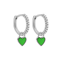 Candy  Color Enamel Heart Charm Drop Earring