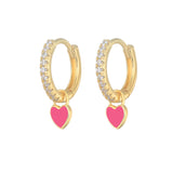 Candy  Color Enamel Heart Charm Drop Earring