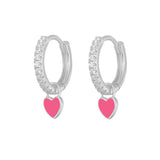 Candy  Color Enamel Heart Charm Drop Earring