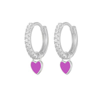 Candy  Color Enamel Heart Charm Drop Earring