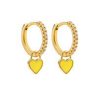 Candy  Color Enamel Heart Charm Drop Earring