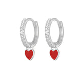 Candy  Color Enamel Heart Charm Drop Earring