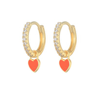 Candy  Color Enamel Heart Charm Drop Earring