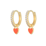 Candy  Color Enamel Heart Charm Drop Earring