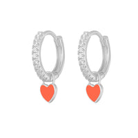 Candy  Color Enamel Heart Charm Drop Earring