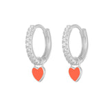 Candy  Color Enamel Heart Charm Drop Earring