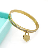 Sweet Heart Charm Cuff Bangles