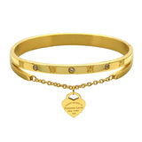 Sweet Heart Charm Cuff Bangles