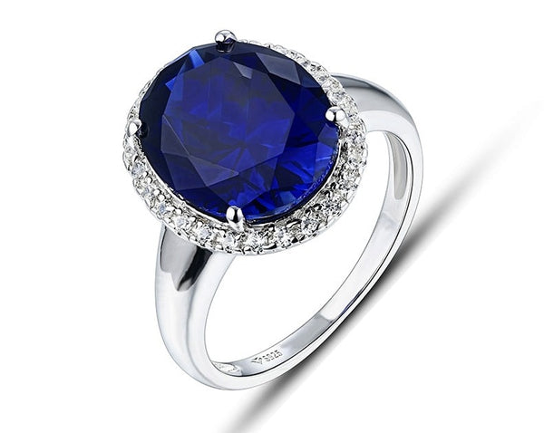 Blue Sapphire Halo Ring