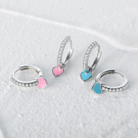 Candy  Color Enamel Heart Charm Drop Earring