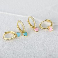 Candy  Color Enamel Heart Charm Drop Earring