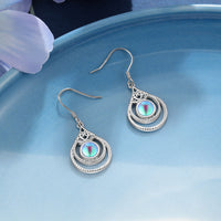 "Iris" Rainbow Moonstone Drop Earrings