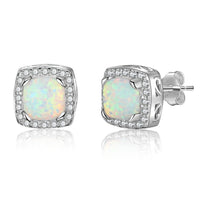 "Calla" White Fire Opal Stud Earrings