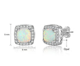 "Calla" White Fire Opal Stud Earrings