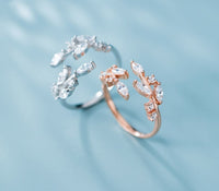 "Yves" Sparkle Leaf Ring