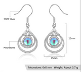 "Iris" Rainbow Moonstone Drop Earrings